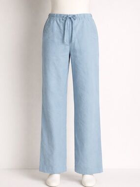 NWT J.Crew Light Blue Cotton Drawstring Wide Leg Pants size 6 Low Fit
